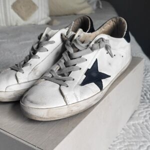 Golden Goose White Leather Sneakers with Black Star